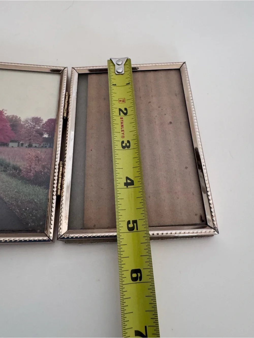 Vintage Gold Double Hinged Picture Frame Romantic Cottage Grandmillennial Decor